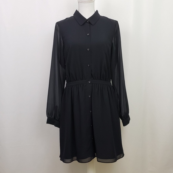 BCBGeneration Dresses & Skirts - BCBGeneration Shirt Dress Black Sheer Open Back M